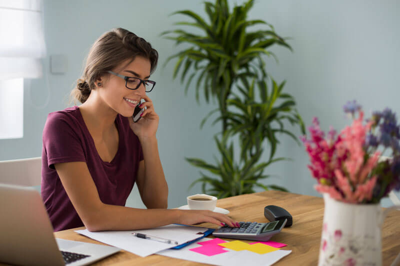 busy accountant working at home